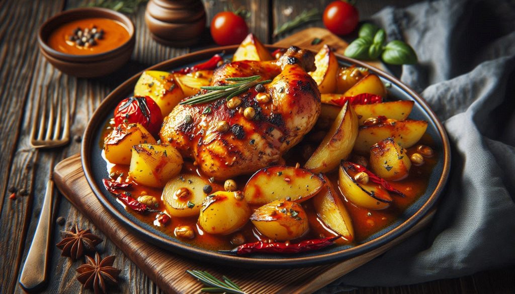 Saucy Romesco Chicken with Sautéed Potatoes